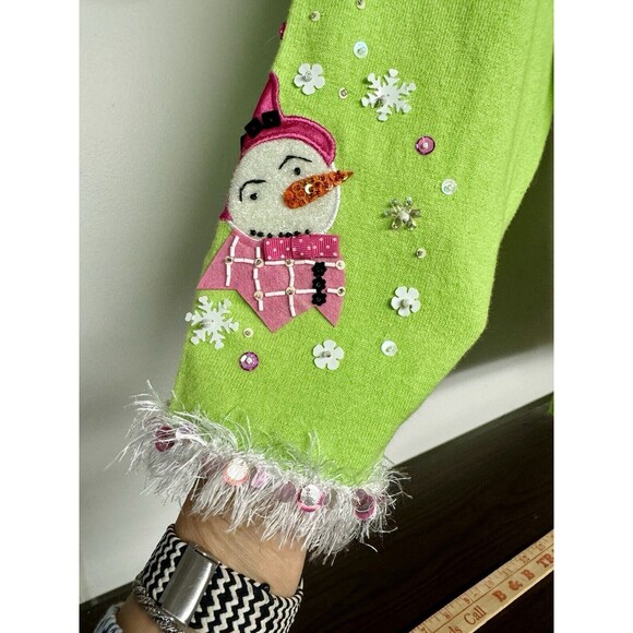 Design Options by Philip & Jane Gordon Christmas Sweater Snowmen Green Large - Picture 4 of 10